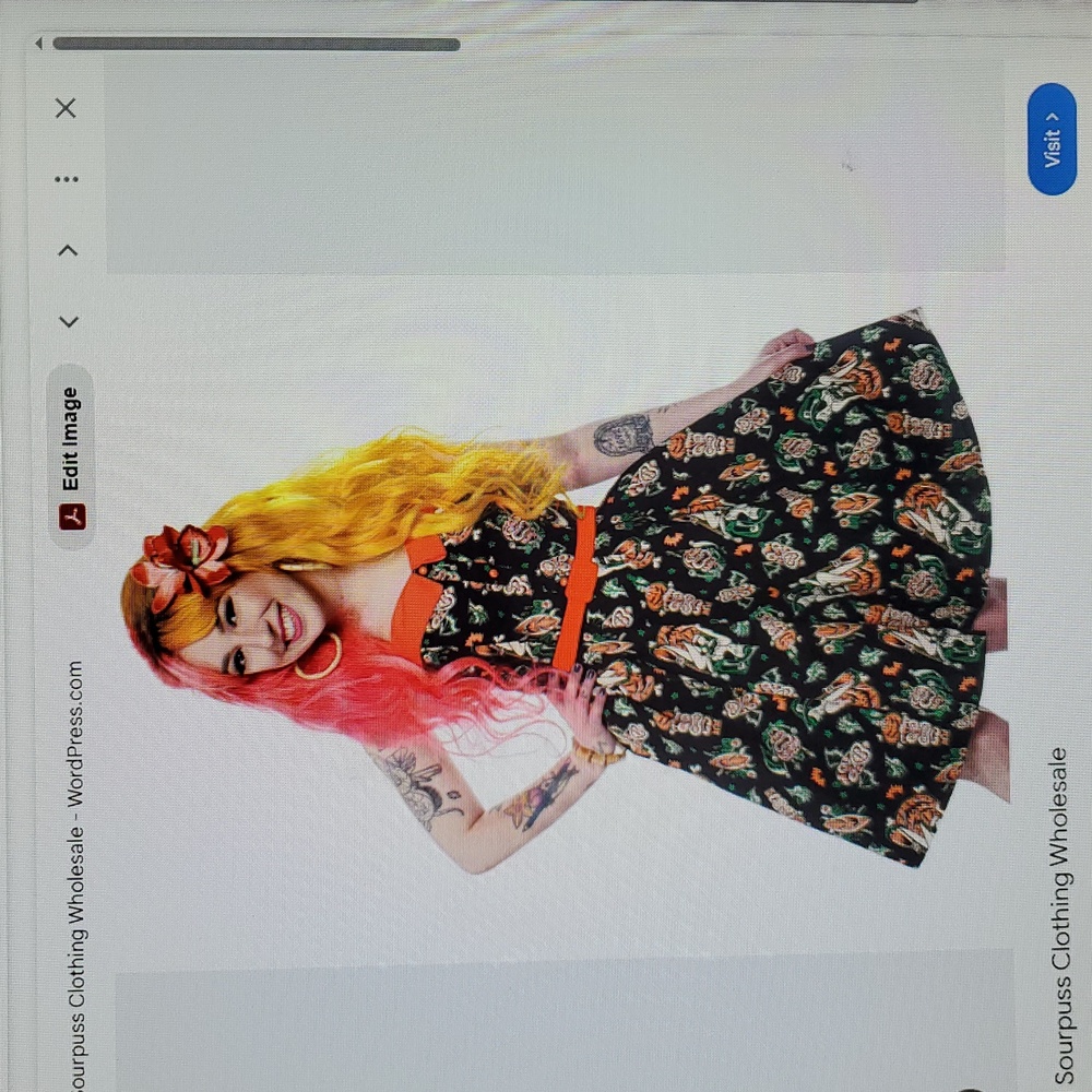 Sourpuss Orange and Black Halloween Dress - Picture 6 of 7